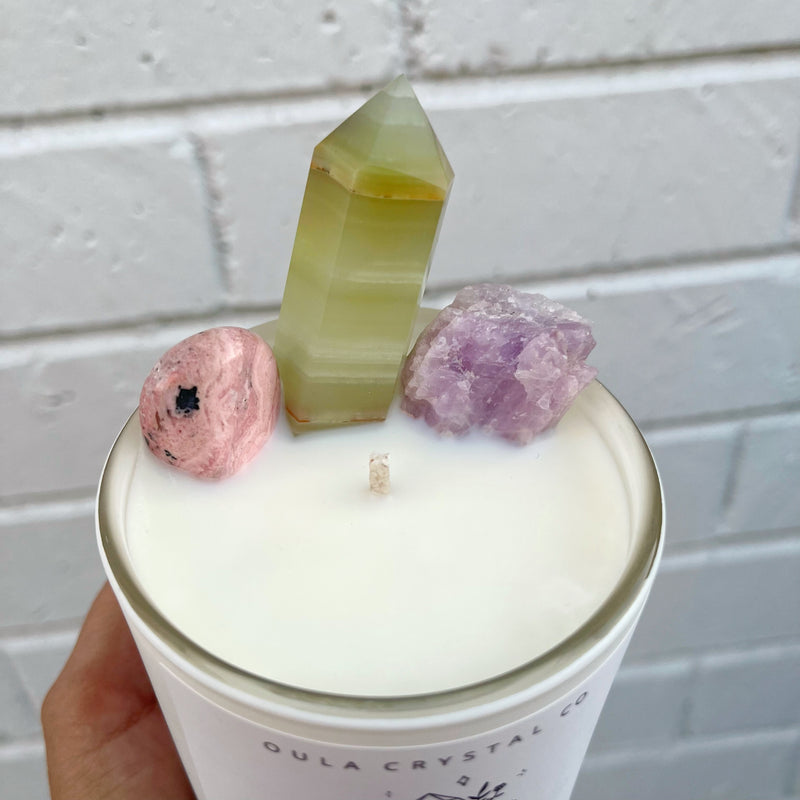 PINK LAVENDER CLOUDS | TOWER CRYSTAL CANDLE 💚💗☁️| SPARKLE EFFECT ✨